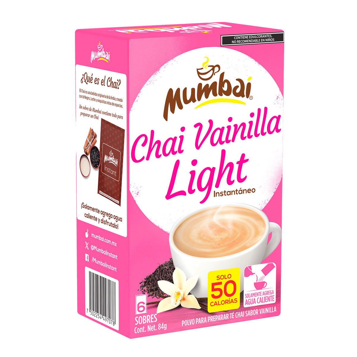 Mumbai Té Chai Light sabor Vainilla 6 sobres