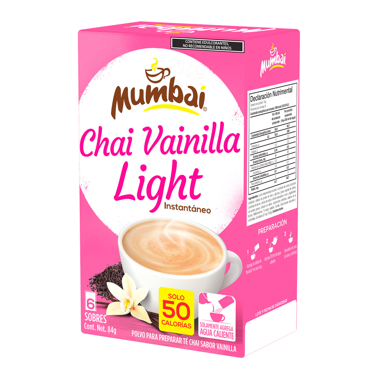 Mumbai Té Chai Light sabor Vainilla 6 sobres