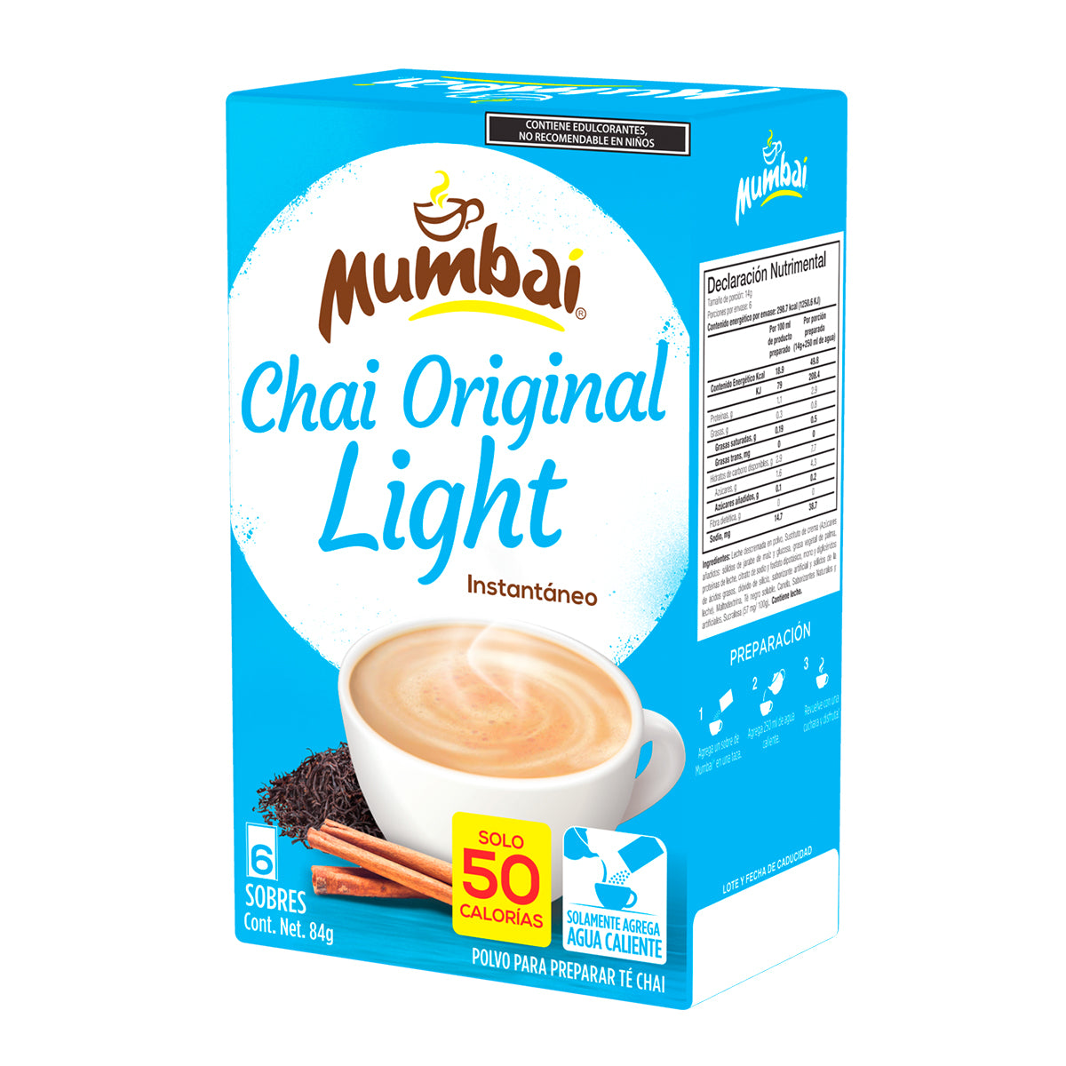 Mumbai Té Chai Light Original 6 sobres