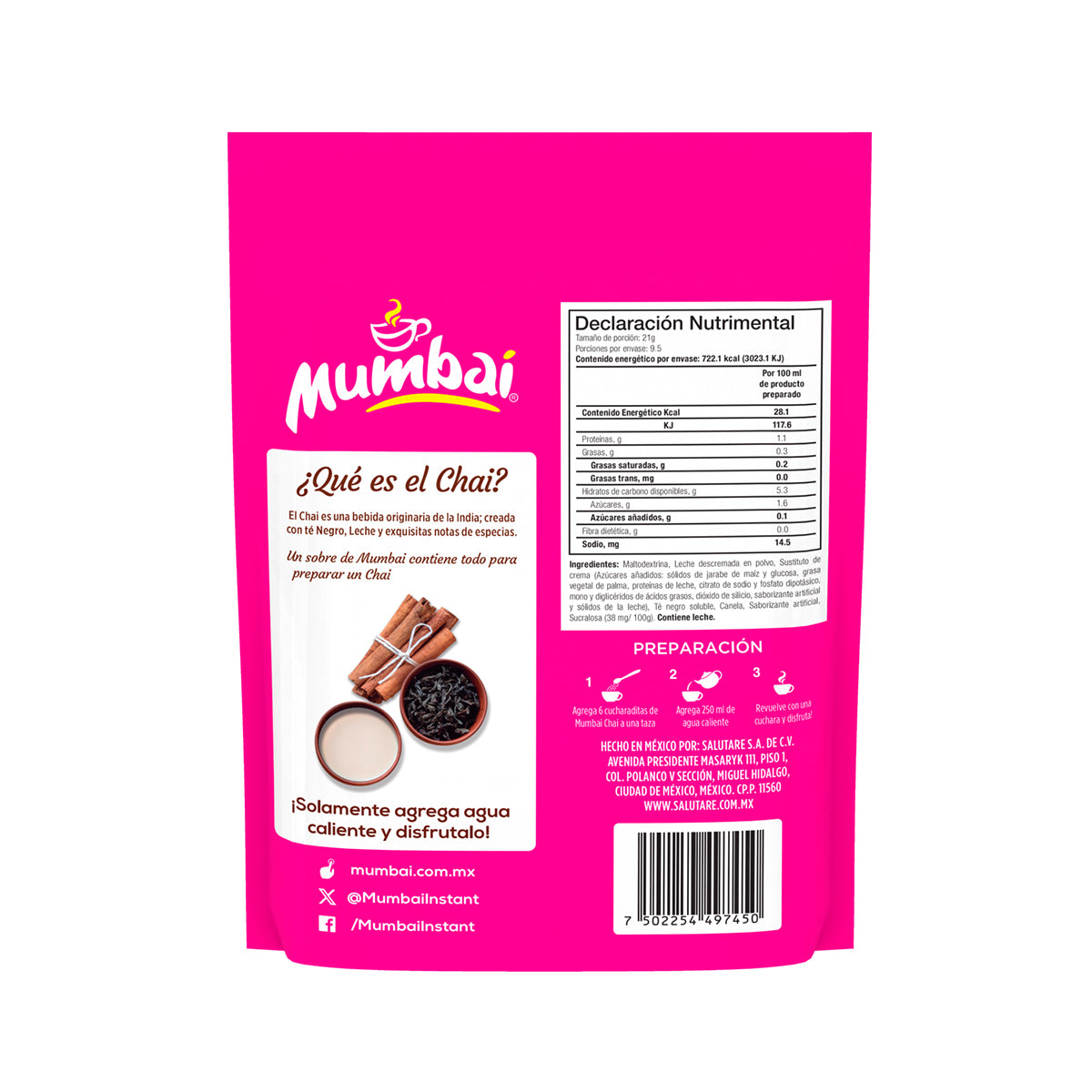 Mumbai Té Chai Vainilla Bolsa 200g