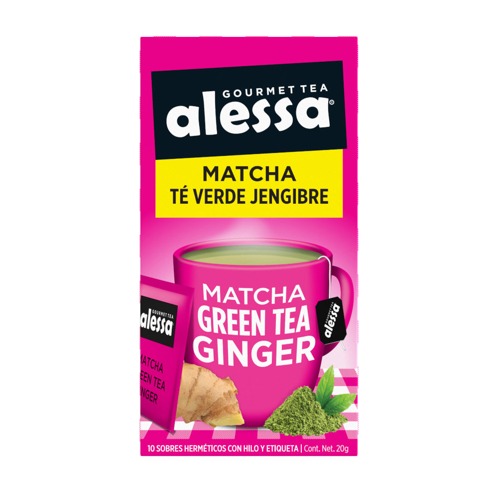 Alessa Té Gourmet Matcha Green Tea Ginger 10 sobres