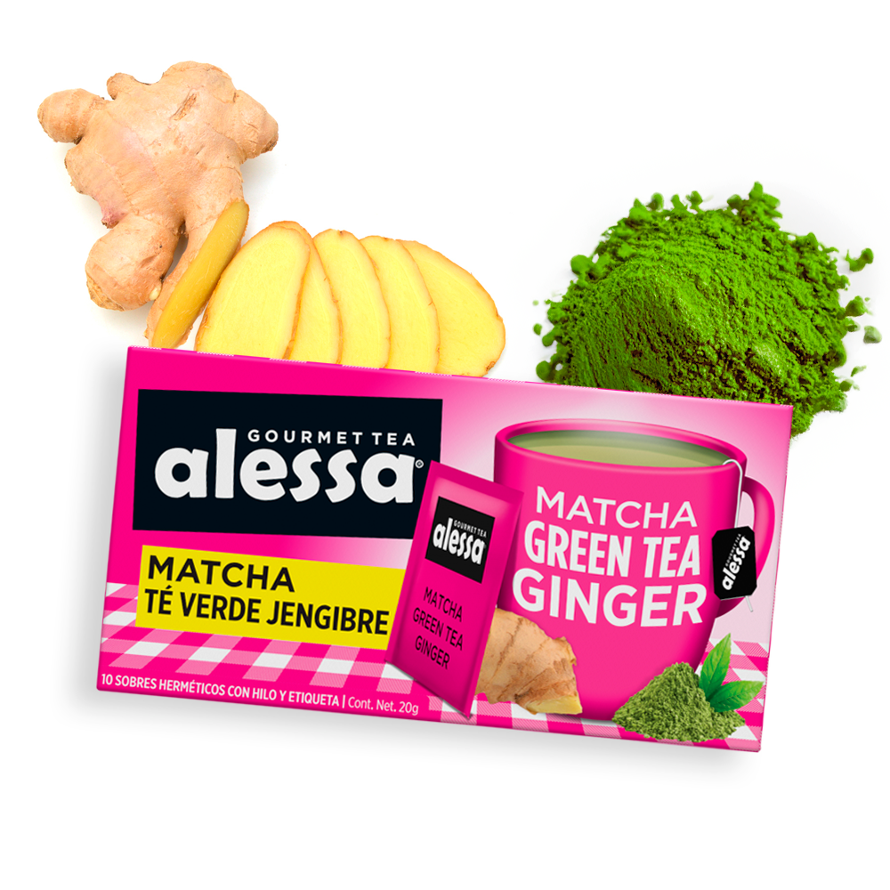 Alessa Té Gourmet Matcha Green Tea Ginger 10 sobres