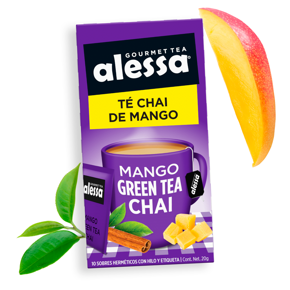 Alessa Té Gourmet Mango Green Tea Chai 10 sobres