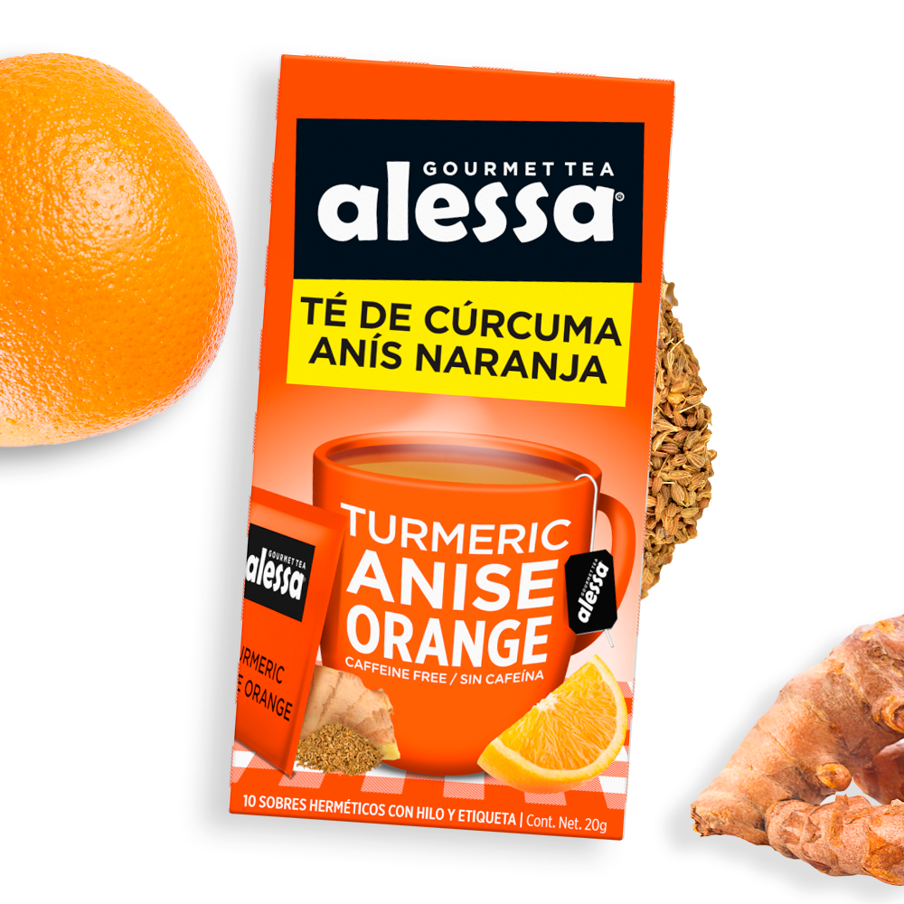 Alessa Té Gourmet Turmeric Anise Orange 10 sobres