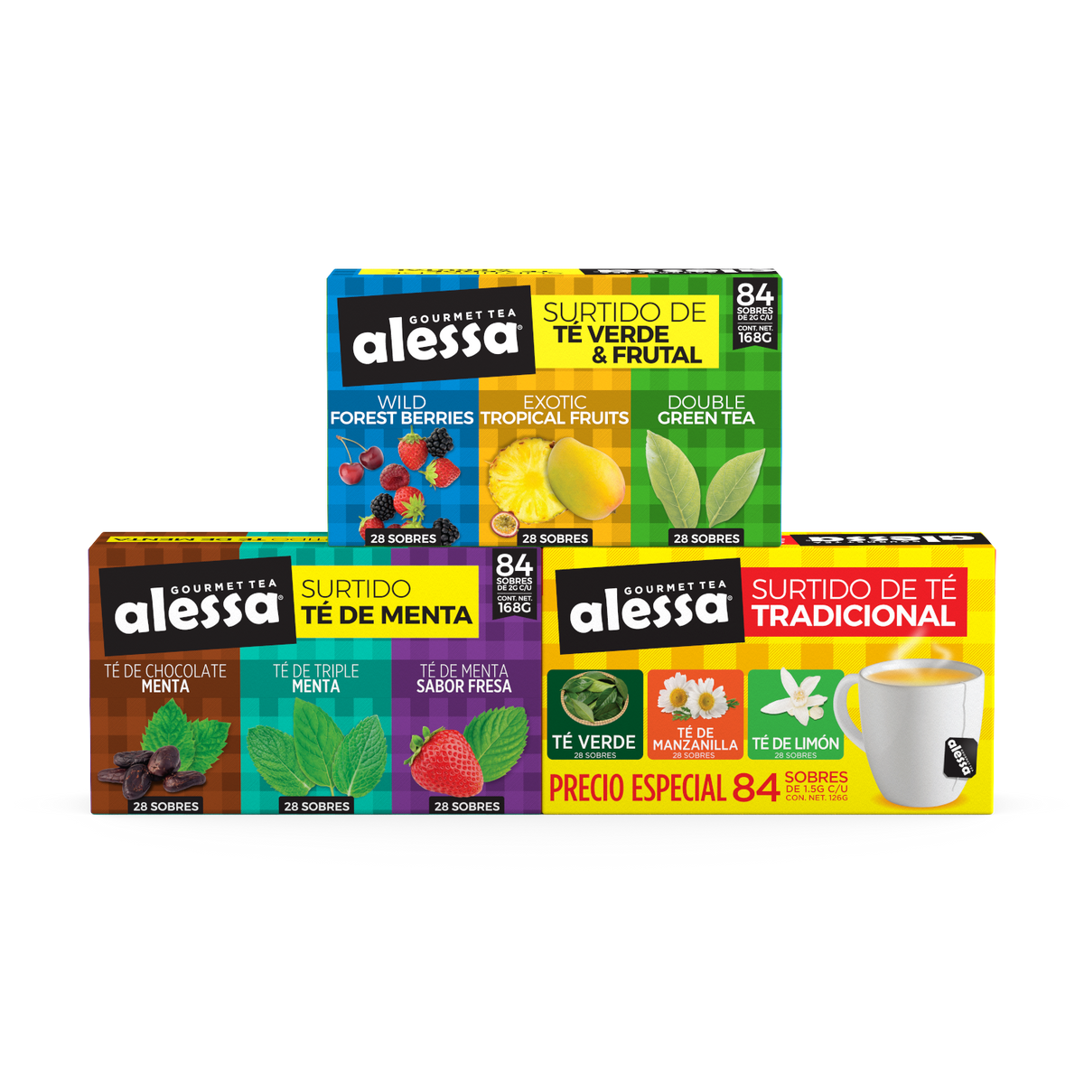 Pack Alessa: Surtido Frutal + Surtido Menta + Surtido Tradicional - 252 Sobres