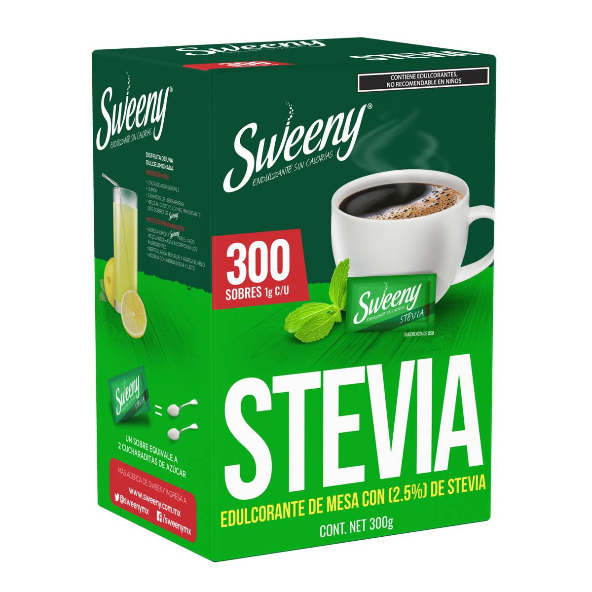 Sweeny Sustituto de azúcar Stevia 300 sobres