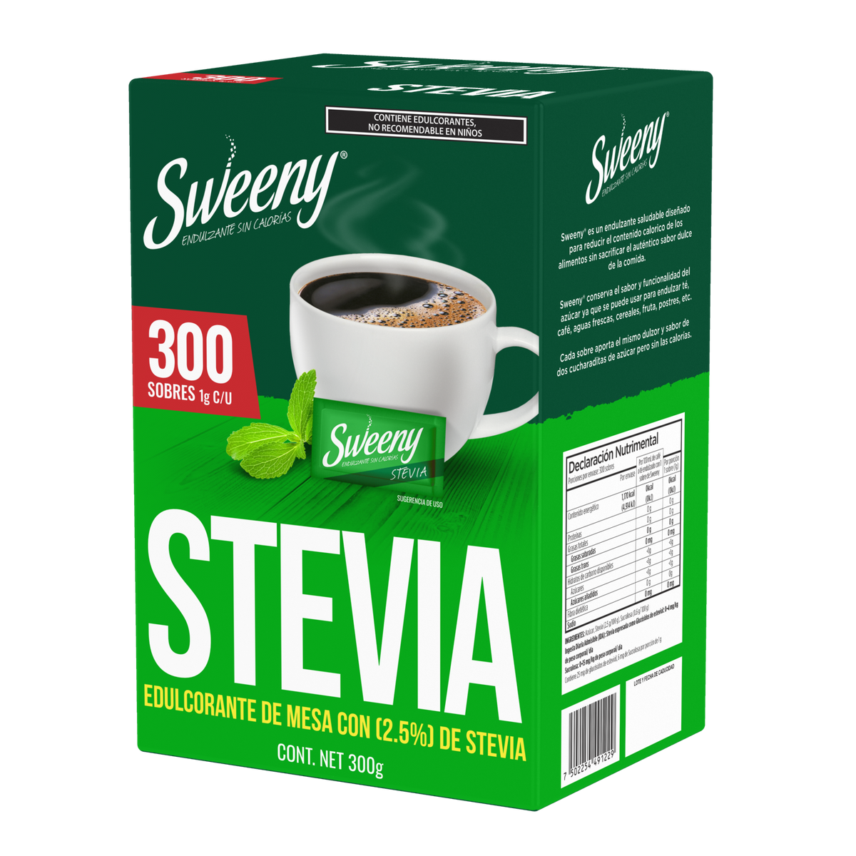 Sweeny Sustituto de azúcar Stevia 300 sobres