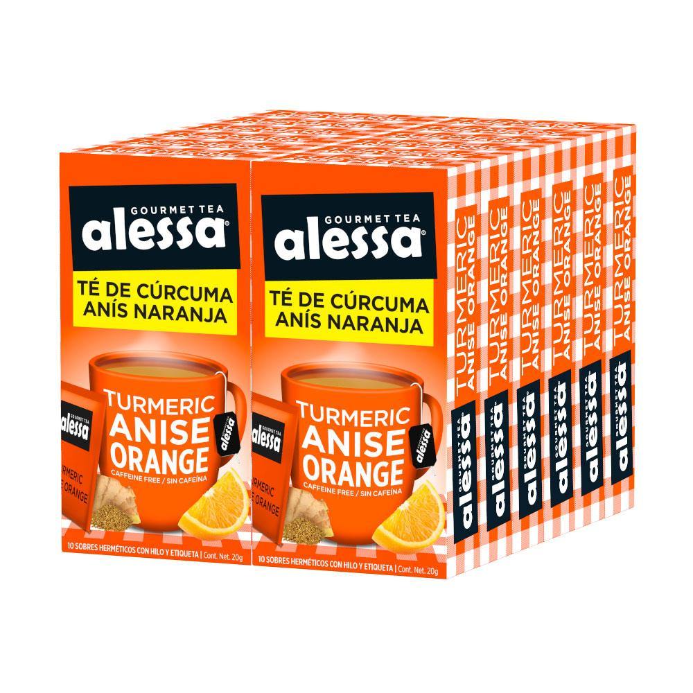 Té Gourmet Alessa Turmeric Anise Orange 12 Pack 120 sobres - Alessa Gourmet Tea