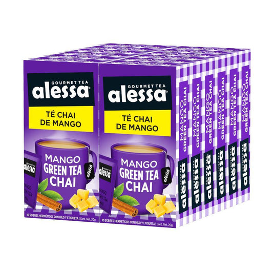 Té Gourmet Alessa Mango Green Tea Chai 12 Pack 120 sobres - Alessa Gourmet Tea