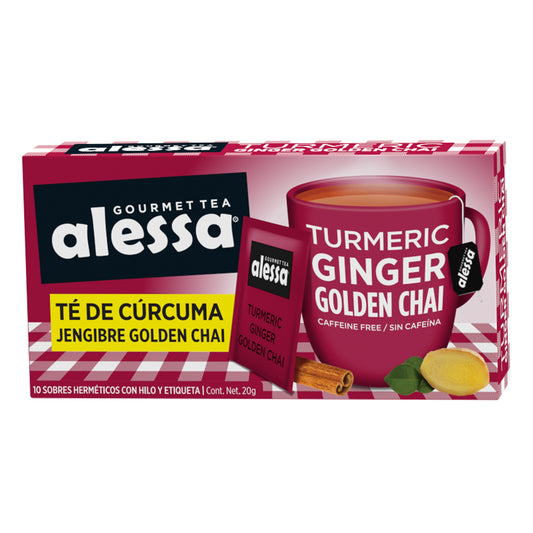 Alessa Té Gourmet Turmeric Ginger Golden Chai 10 sobres