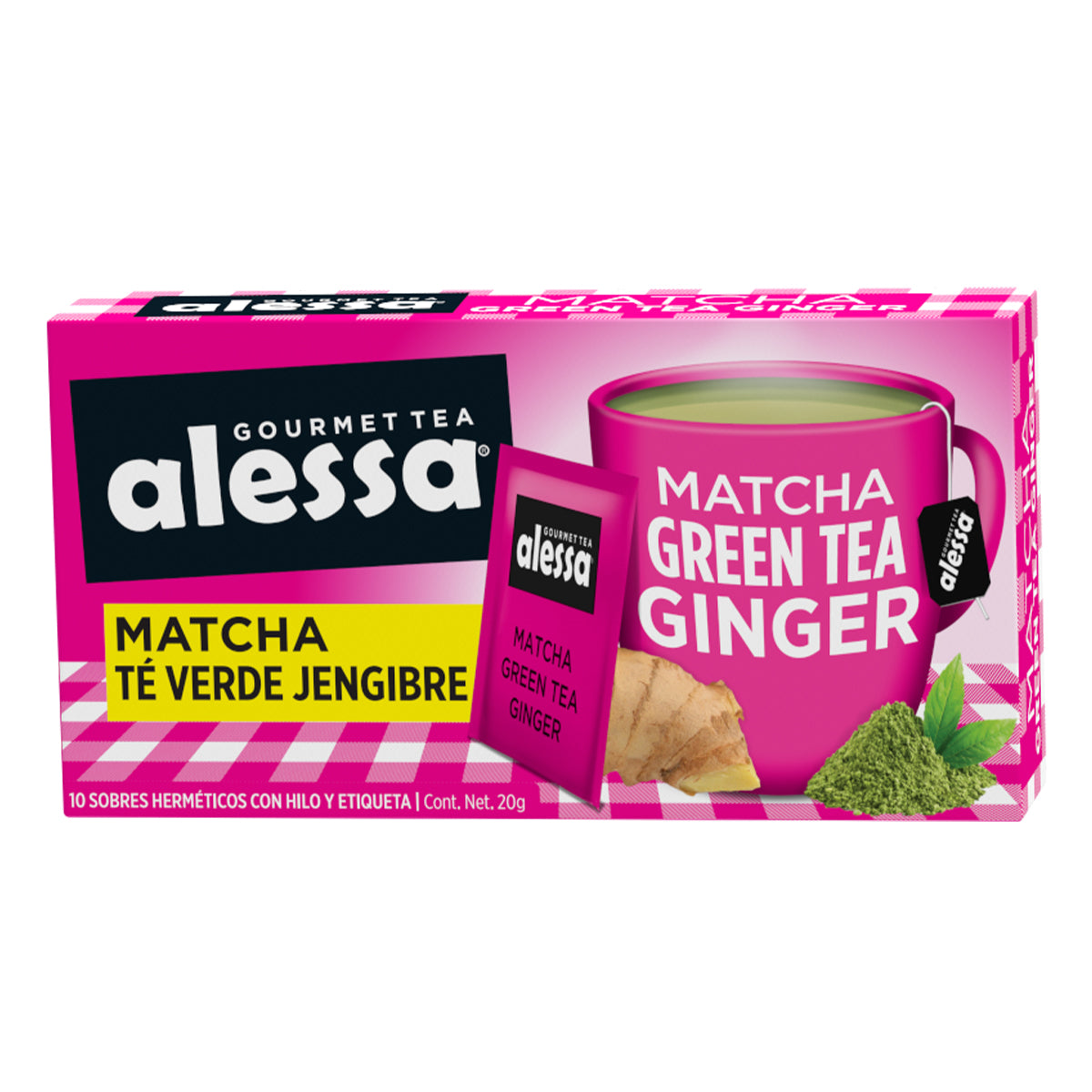 Alessa Té Gourmet Matcha Green Tea Ginger 10 sobres