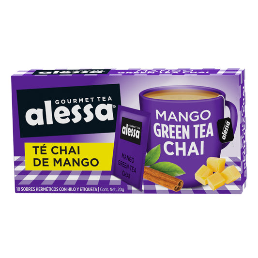 Alessa Té Gourmet Mango Green Tea Chai 10 sobres