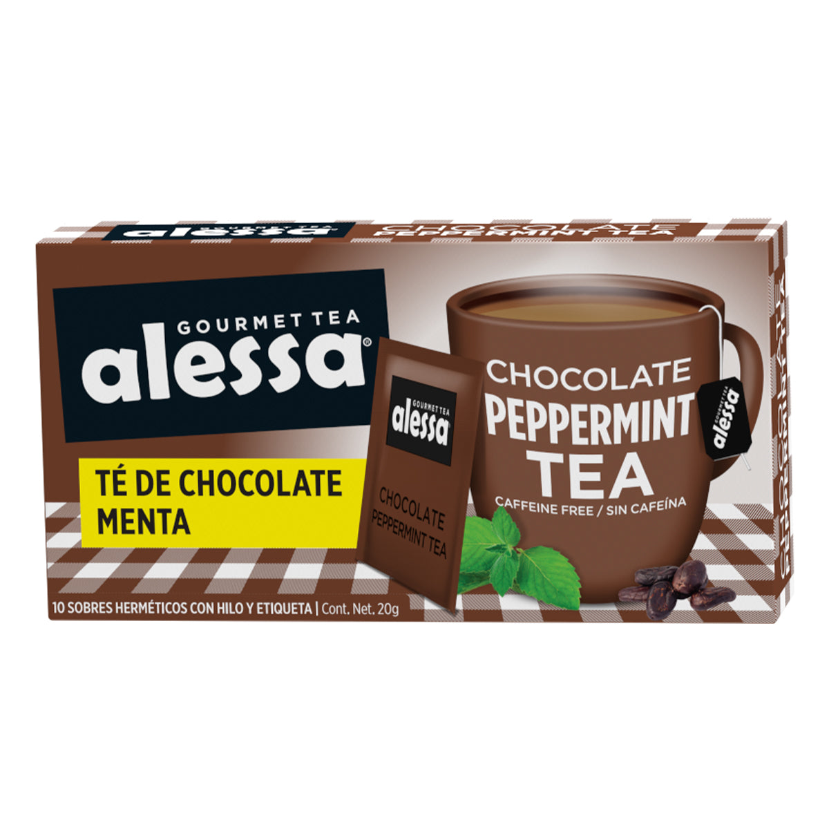 Alessa Té Gourmet Chocolate Peppermint Tea 10 sobres