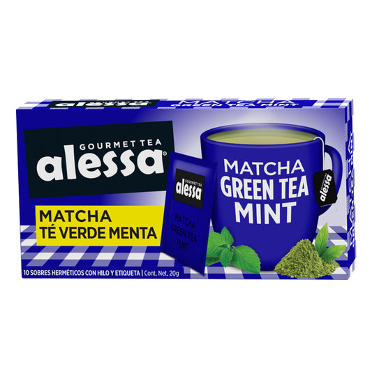 Alessa Té Gourmet Matcha Green Tea Mint 10 sobres